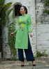 ÁO DÀI LINEN XANH LÁ THÊU HOẠ TIẾT HOA