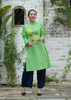 ÁO DÀI LINEN XANH LÁ THÊU HOẠ TIẾT HOA