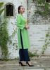 ÁO DÀI LINEN XANH LÁ THÊU HOẠ TIẾT HOA