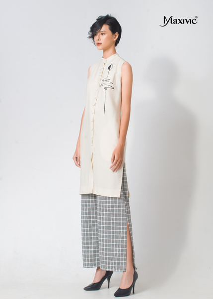 SET ÁO DÁNG DÀI, QUẦN CARO XẺ LAI