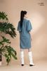 Đầm xô lụa sơmi xanh jeans thêu La Mộc