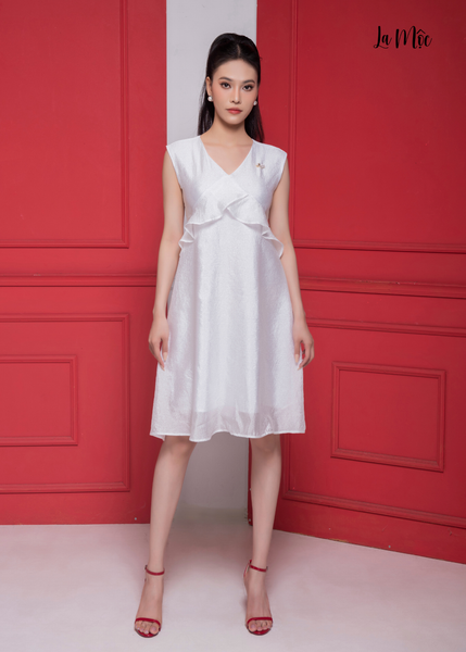 ĐẦM TOGOM TRẮNG, CỔ TIM, CÁCH ĐIỆU CỔ, DÁNG BABYDOLL, MAXIVIC