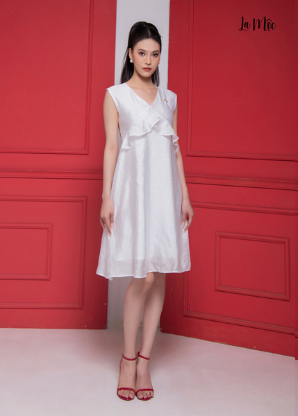ĐẦM TOGOM TRẮNG, CỔ TIM, CÁCH ĐIỆU CỔ, DÁNG BABYDOLL, LA MỘC