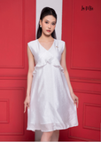 ĐẦM TOGOM TRẮNG, CỔ TIM, CÁCH ĐIỆU CỔ, DÁNG BABYDOLL, LA MỘC