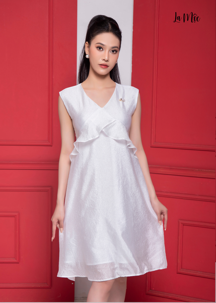 ĐẦM TOGOM TRẮNG, CỔ TIM, CÁCH ĐIỆU CỔ, DÁNG BABYDOLL, MAXIVIC