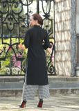 ÁO DÀI NLENDY ĐEN, CỔ SAM MAXIVIC