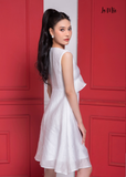 ĐẦM TOGOM TRẮNG, CỔ TIM, CÁCH ĐIỆU CỔ, DÁNG BABYDOLL, LA MỘC