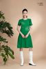 Đầm xô lụa xanh thêu tay phồng La Mộc