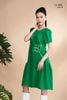 Đầm xô lụa xanh thêu tay phồng La Mộc
