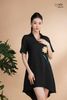 Đầm xô lụa đen sơmi tim thêu La Mộc