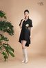 Đầm xô lụa đen sơmi tim thêu La Mộc