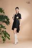Đầm xô lụa đen sơmi tim thêu La Mộc