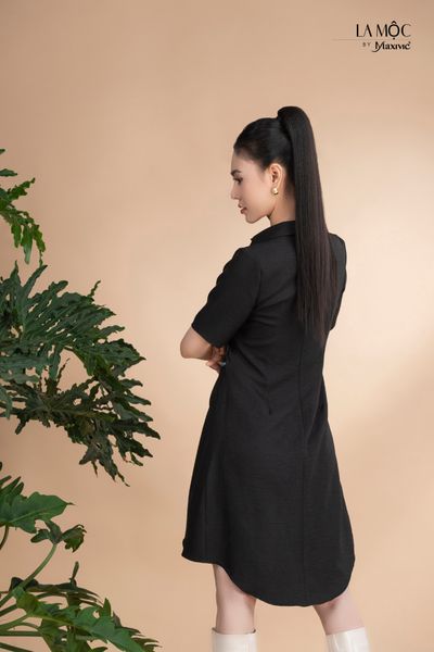 Đầm xô lụa đen sơmi tim thêu Maxivic