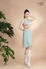 Đầm xô lụa xanh mint, thêu hoa La Mộc