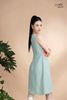 Đầm xô lụa xanh mint, thêu hoa La Mộc