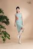 Đầm xô lụa xanh mint, thêu hoa La Mộc