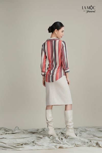 Áo sọc sơ mi lụa vạt chéo Maxivic