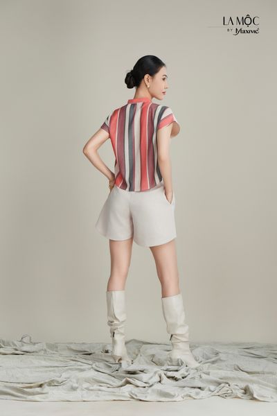 Áo phối sọc cổ lụa Maxivic