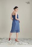 Đầm chiffon gân, 2 dây bèo ngực