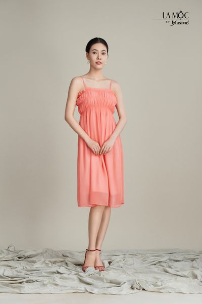 Đầm chiffon 2 dây, mocking Maxivic