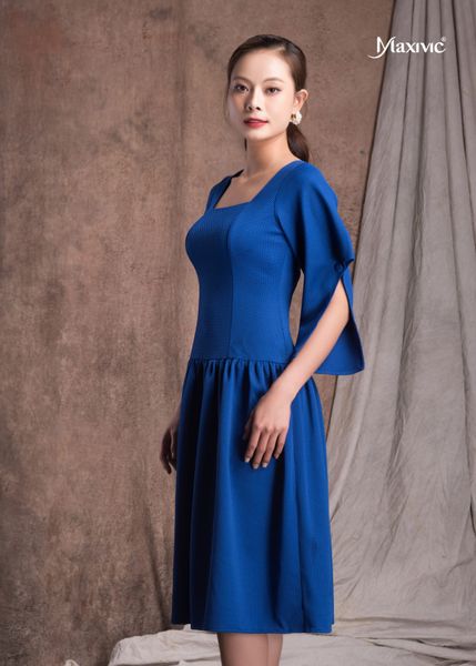 ĐẦM RUBI XANH CỔ VUÔNG