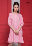 ĐẦM BABYDOLL LINEN HỒNG, LA MỘC
