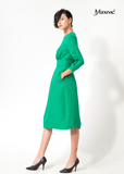 ĐẦM LINEN BỐ XANH DÁNG XOÈ, TAY DÀI