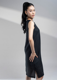 ĐẦM TƠ GỐM ĐEN CỔ V LA MỘC