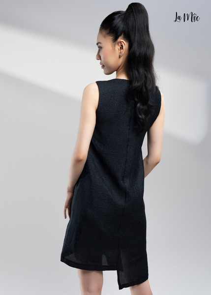 ĐẦM TƠ GỐM ĐEN CỔ V Maxivic