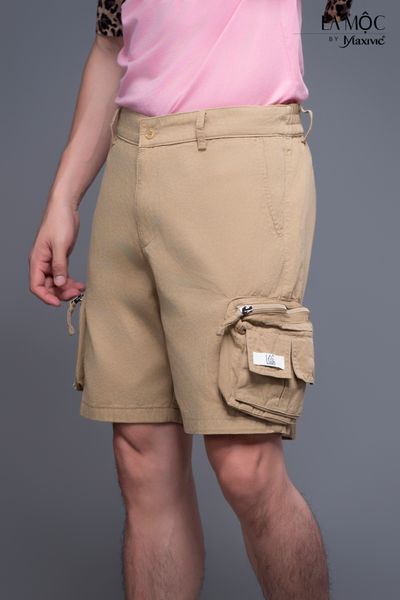Quần nam kaki da bò ngắn túi hộp dây kéo