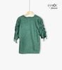 Áo sơmi xanh rêu linen mix tay rút dây La Mộc