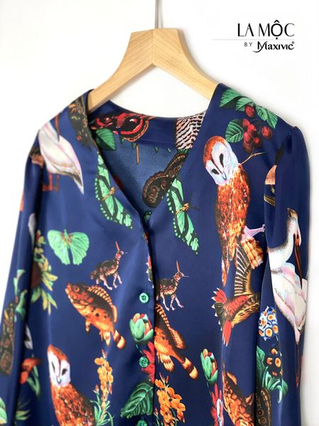Áo lụa kiểu hoa dây eo Maxivic
