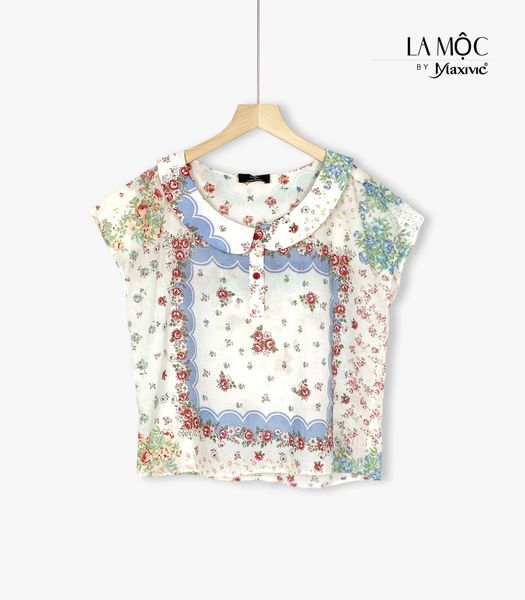 Áo cotton lụa hoa cổ cánh sen La Mộc