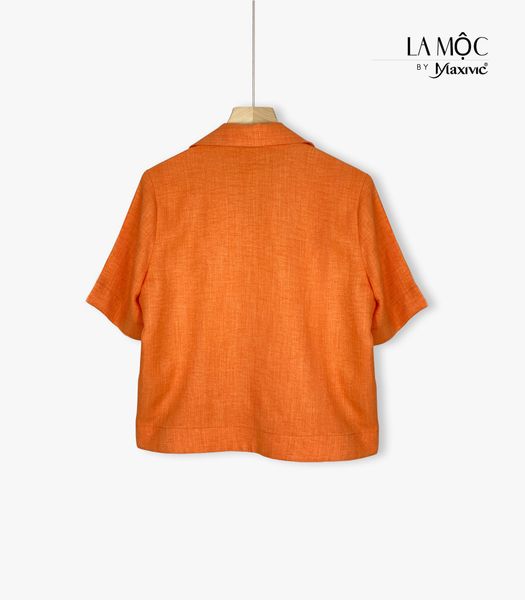 Áo sơmi cam linen mix 2 túi Maxivic