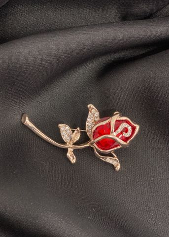 Ghim cài áo hình hoa hồng màu đỏ cao cấp