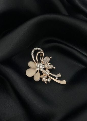 Ghim cài áo hình hoa đính đá thanh lịch