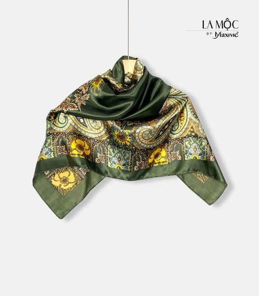 Khăn lụa satin vuông La Mộc 90x90 hoạ tiết