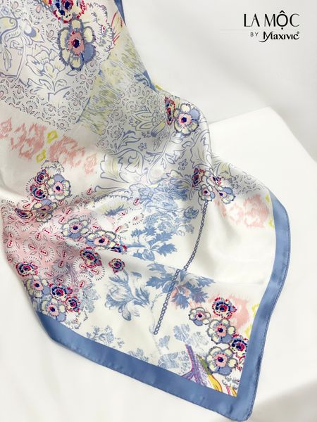 Khăn lụa vuông Maxivic 70x70 hoạ tiết hoa