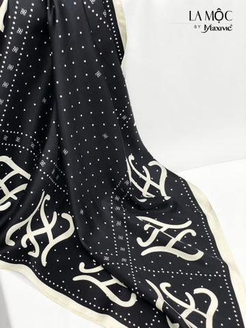 Khăn lụa vuông Maxivic 70x70 hoạ tiết chữ cách điệu