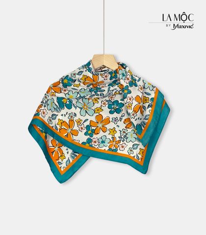 Khăn lụa vuông Maxivic 70x70 hoạ tiết hoa