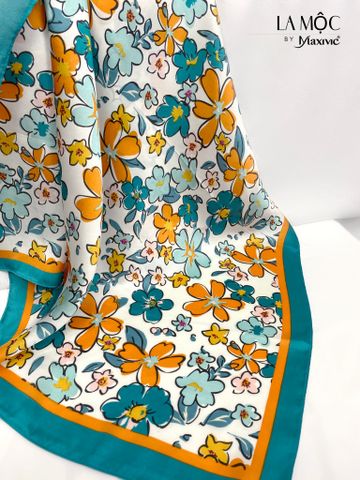 Khăn lụa vuông Maxivic 70x70 hoạ tiết hoa