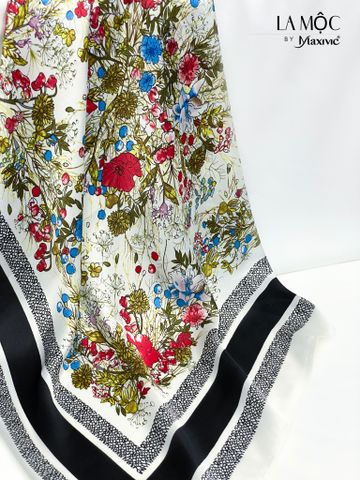 Khăn lụa vuông Maxivic 70x70 hoạ tiết hoa