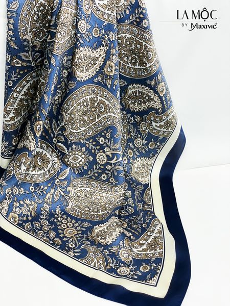 Khăn lụa vuông Maxivic 70x70 hoạ tiết hoa văn cổ điển