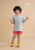 SET THUN ÁO XANH, QUẦN HỒNG TRẺ EM, COTTON 100%, TIÊU CHUẨN HÀNG XUẤT NHẬT