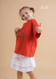 SET THUN ÁO HỒNG , VÁY TẦNG HỒNG TRẺ EM,COTTON 100%, TIÊU CHUẨN XUẤT NHẬT