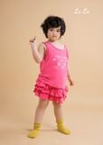 SET THUN ÁO HỒNG, VÁY TẦNG HỒNG TRẺ EM, COTTON 100%, TIÊU CHUẨN XUẤT NHẬT