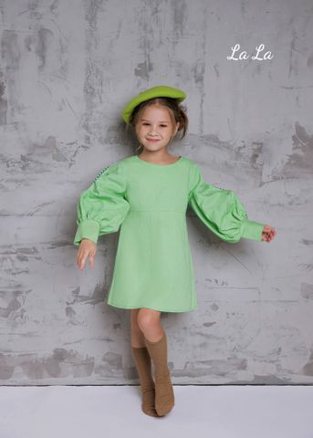 ĐẦM XANH TRẼ EM NỮ, LINEN, TIÊU CHUẦN HÀNG XUẤT NHẬT