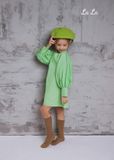 ĐẦM XANH TRẼ EM NỮ, LINEN, TIÊU CHUẦN HÀNG XUẤT NHẬT