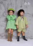 ĐẦM XANH TRẼ EM NỮ, LINEN, TIÊU CHUẦN HÀNG XUẤT NHẬT
