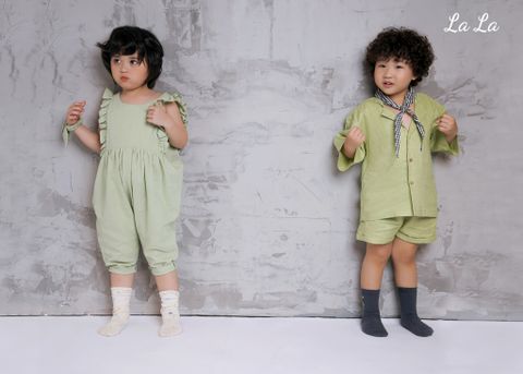 BỘ JUM TRẼ EM NỮ, LINEN XANH. TIÊU CHUẨN HÀNG XUẤT NHẬT